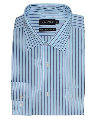 #ad DOUBLE TWO Cotton EasyCare LS Striped Formal Shirt 3609 Collar15quot; 23quot;3 Options $58.33