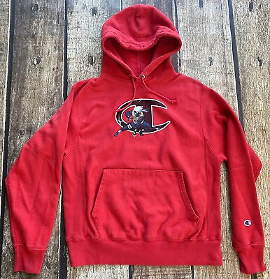#ad CHAMPION X NARUTO REVERSE WEAVE HOODIE RED MENS SIZE MEDIUM RARE EXCELLENT $49.99