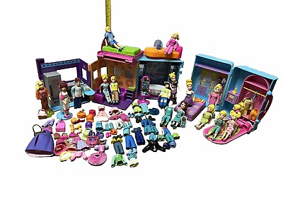 #ad VTG Fashion Polly Pocket Dolls Hang Out House Fold Out Rick Boys Clothes 190 Lot $84.98