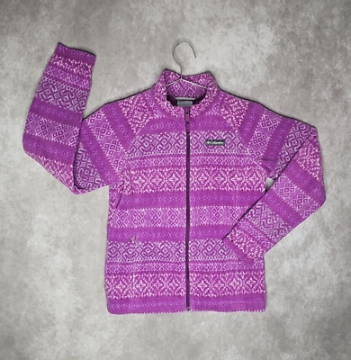 #ad Columbia Jacket Girls Large 14 16 Purple Sweater Full Zip Fleece Girls Mock Neck $18.00