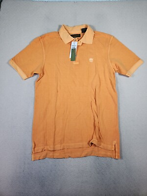 #ad Timberland Shirt Mens Small S Polo Cotton Orange Collar Stretch Hiking NWT $14.98