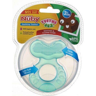 #ad 2 Pack Nuby Teethe Eez Soft Silicone Teether 3m Assorted Colors $13.53