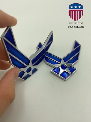 #ad 2X Auto Decor 3D Metal Blue AIR FORCE Logo Car Sticker Decal USAF Badge Emblem $16.49