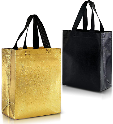 #ad Black amp; Gold Gift Bags Medium Size 12 Gift Bag Mix Color Set of 6 B $28.99