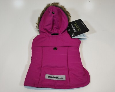 #ad Eddie Bauer Pet Jacket Dog XS X Small Chinook Hooded Parka Fuchsia Pink NWT $29.90