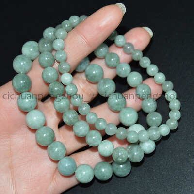 #ad 6 14mm Natural A Green Emerald Jade Round Gems Beads Elastic Bracelet 7.5#x27;#x27; $4.48