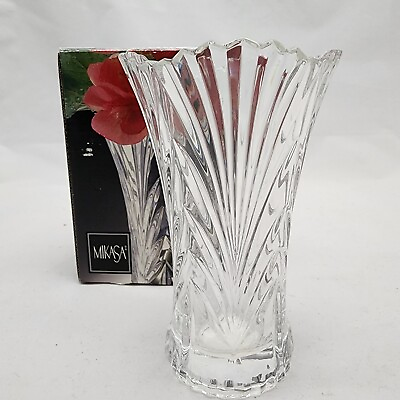 #ad Mikasa NIB Retired with Box Crystal Clear Accent Bud Vase 4 3 4quot; Tall $17.60