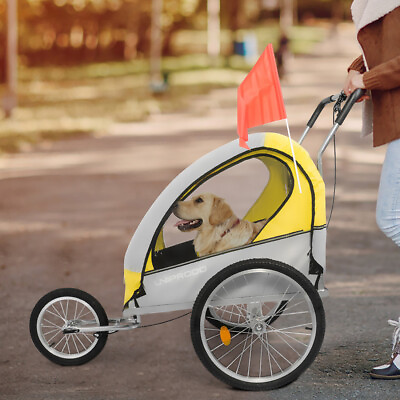 #ad Koreyosh Dog Bike Trailer Cart 2 in 1 Pet Stroller Cat Bicycle Travel Carrier $154.99