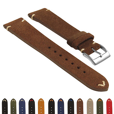 #ad StrapsCo Suede Vintage Hand Stitched Leather Watch Strap Extra Long Length $19.99