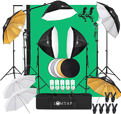 #ad Backdrop Stand Green Screen Photography Lighting Kit 3 Softboxes 5 Photo Umbrell $221.31