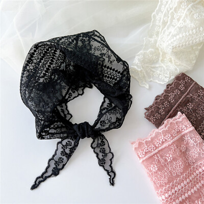 #ad Women Lace Hollow Triangle Hair Head Wrap Scarf Headband Floral Bandana Scarves♪ $4.79