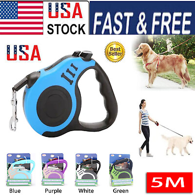 #ad 16.5FT Automatic Retractable Dog Leash Pet Collar Automatic Walking Lead Free US $6.99