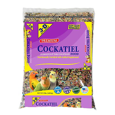 #ad 3 D Pet Products Premium Cockatiel Mix Bird Food Seeds with Probiotics9 lb.Bag $15.97