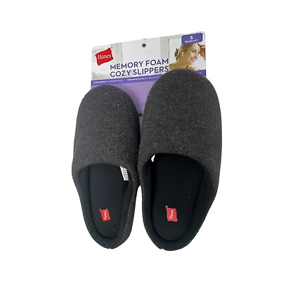 #ad Hanes Kohl#x27;s Memory Foam Cozy Slippers Womens S 6 7 Comfort Soft Dark Gray NEW $19.99
