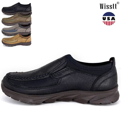 #ad Mens Deck Leather Moccasins Flats Casual Slip on Loafers Walking Shoes Antiskid $31.75