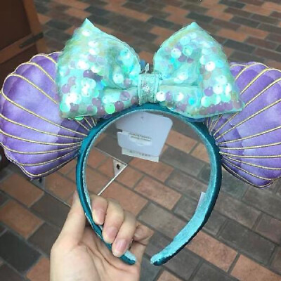 #ad Disney Parks Little Mermaid Hair Dont Care Purple Ariel Minnie Ears Headband US $17.59