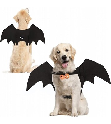 #ad Bowtus Halloween Dog Bat Wings Pet Costume with Pumpkin Bells Large $9.98