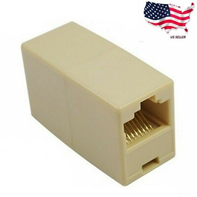 #ad 4C RJ11 Telephone Phone Jack Line Coupler Adapter Connector for Exten Cord Beige $3.49