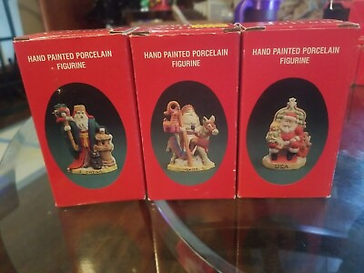 #ad VTG Lot Of 3 Santa’s of the Nations USA Mexico amp; China Porcelain Figurines $16.98