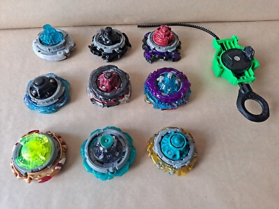 #ad Mix Lot of 9 Bayblade Spinners 1 Launcher $11.24