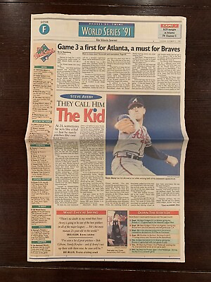 #ad 1991 Atlanta Braves Newspaper quot;Game 3 a First for Atlanta a Must for Bravesquot; $40.00