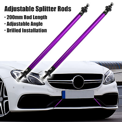 #ad 2pcs 200mm Adjustable Front Bumper Lip Splitter Strut Rod Tie Support Bar Purple $17.57