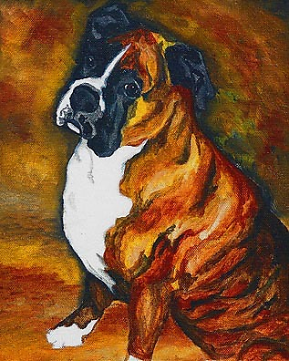 BRINDLE BOXER dog art PRINT of Oil Painting by VERN $11.98