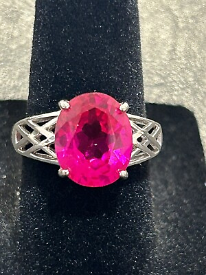 #ad Lab Ruby Sterling Silver Ring 925 Size 6.75 Combine Shipping $23.99