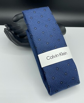 #ad Calvin Klein Men#x27;s Silk Blend Tie BLUE Geometric NEW MSRP: $69.50 $21.99