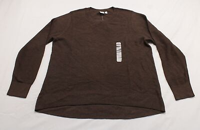 #ad GAP Women#x27;s Long Sleeve Relaxed Crewneck Knit Sweater EJ2 Cozy Brown Large NWT $16.99