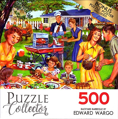 #ad Backyard Barbeque 500 Piece Puzzle By Edward Wargo $24.98