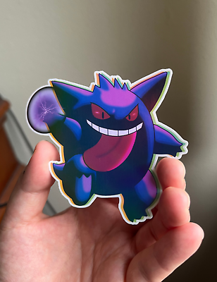 #ad Gengar Ghost Pokemon Holographic Sticker Shadow Ball Waterproof Decal $3.99