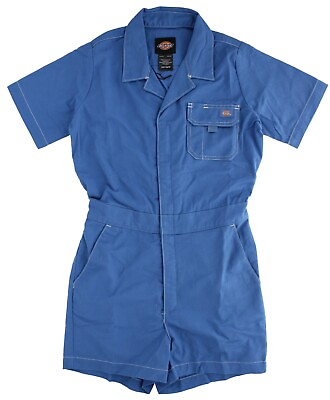 #ad Dickies Women#x27;s Shortalls Romper Regular Fit Short Sleeve 2.5in Inseam Blue $39.99