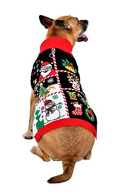 #ad SoCal Look Dogs Christmas Sweaters Deer Snowman Pullover Black $14.99