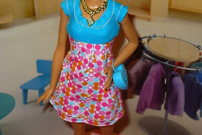 #ad Mattel Barbie Doll Clothing Fashionistas Clothes BLUE POLKA DOT DRESS Shoes $19.99