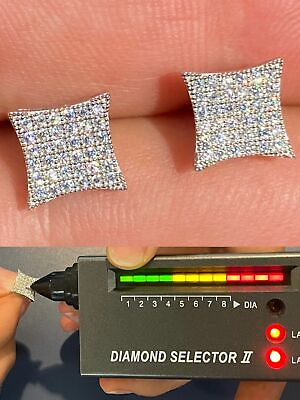 #ad Real 925 Silver Iced Hip Hop Square Kite Earrings REAL MOISSANITE Pass Tester $46.24