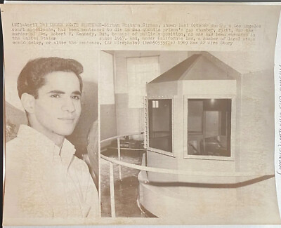 #ad 1969 Photo Sirhan Sirhan Convicted Killer Robert Kennedy Sentenced To Die $19.99