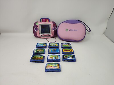 #ad LeapFrog Leapster Learning Game System Handheld Console PINK With 11 Games $74.95