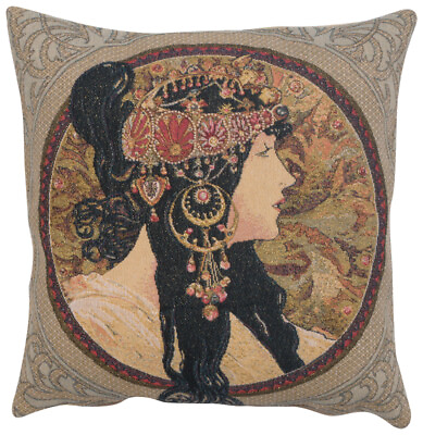 #ad Brunette European Tapestry Cushion Pillow Covers For Home Decor New 18x18 in $51.00