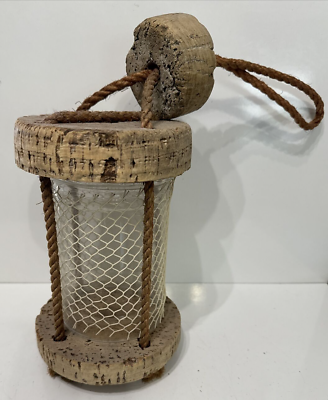 #ad Vintage Cork Lantern Lamp Driftwood Marine Maritime Nautical Rope Seaside Ocean $74.99