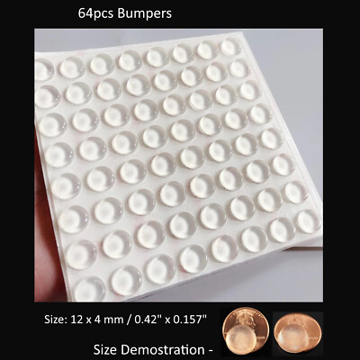 #ad 64PCS Clear Cabinet Door Circular Drawer Cylindrical Cylinder Flat Feet Bumpers $6.89
