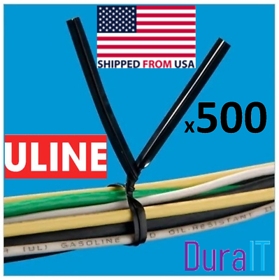 #ad new reusable uline 500 black 6” 5 32 plastic twistties for gift cable Trash ba $6.49
