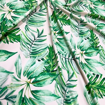 #ad FREE SHIPPING Stretch Fabric Vintage Green Leaves Print Swimsuit Spandex By Yard $19.99
