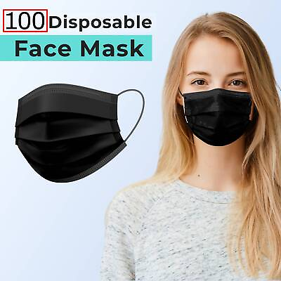 #ad 100 PCS Face Mask 3 Ply Earloop Disposable Non Medical Surgical Mouth Cover Mask $6.39