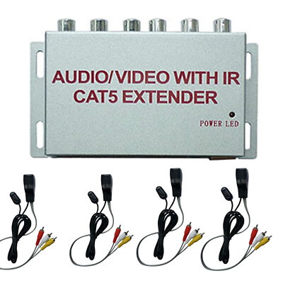 #ad 4 Port AV Extender IR Amplifier Composite AV RCA 1X4 Splitter over cat5e 6 100M $55.99