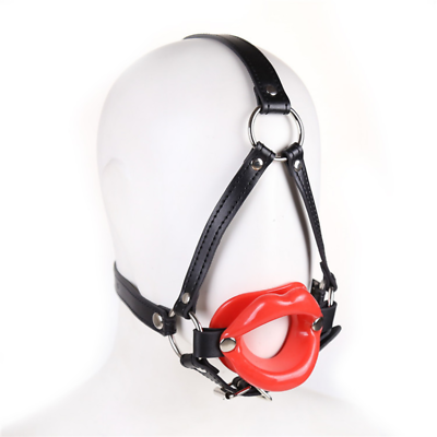 #ad BDSM Slave O Ring Silicone Lips Open Mouth Gag Head Harness Bondage Equipment $12.89
