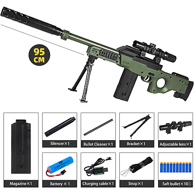 #ad AWM Sniper Dart Soft Bullet Toy Gun Rifle Fully Automatic Realistic Electric Fun $44.99
