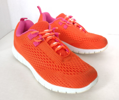 #ad Comfortview Sport Pull On Sneakers Shoes Women#x27;s Size 7 M Orange Pink 7M Eddie $14.88