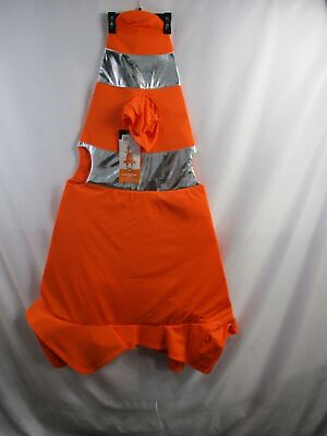#ad Construction Cone Costume Child Kids One Size Orange Silver Halloween Foam New $49.99