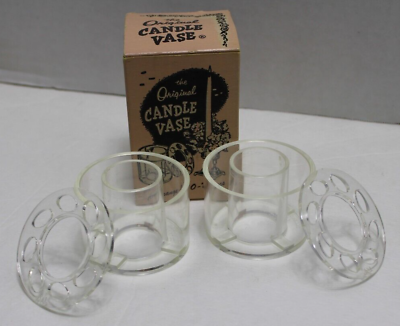 #ad Vintage Pair of Plastic Candle Vases in Orig Box Each measures about 1.5quot; $9.66